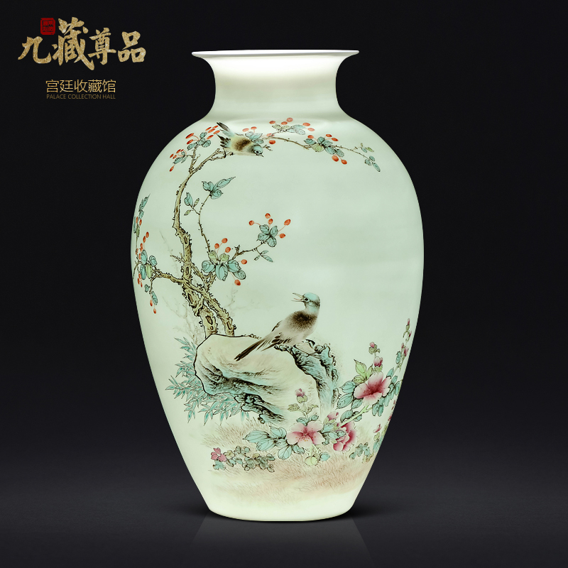 Jingdezhen ceramics famous hand - made enamel vase of new Chinese style living room TV ark, flower arranging porch is decorated furnishing articles