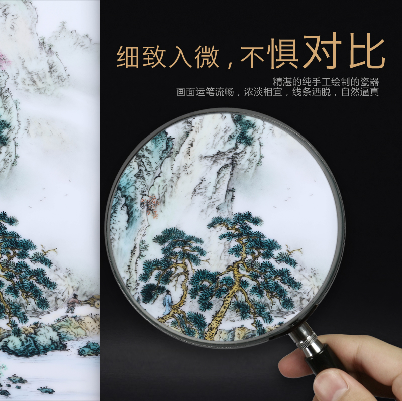 Jingdezhen ceramics Zhou Xiaohui hand - made famille rose porcelain plate painting landscapes paintings of Chinese style living room a study decoration hangs a picture