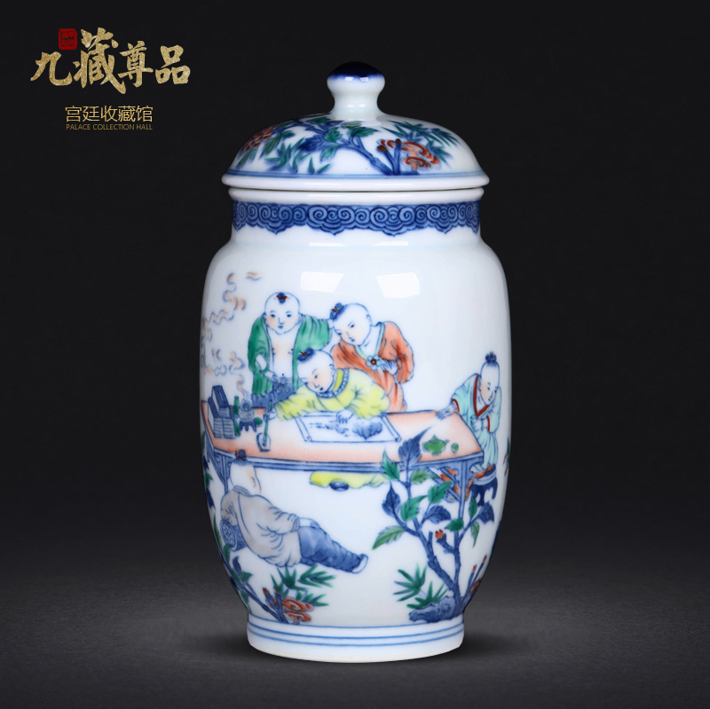 Jingdezhen ceramics hand - made porcelain dou color lad caddy fixings sitting room furniture study adornment handicraft furnishing articles