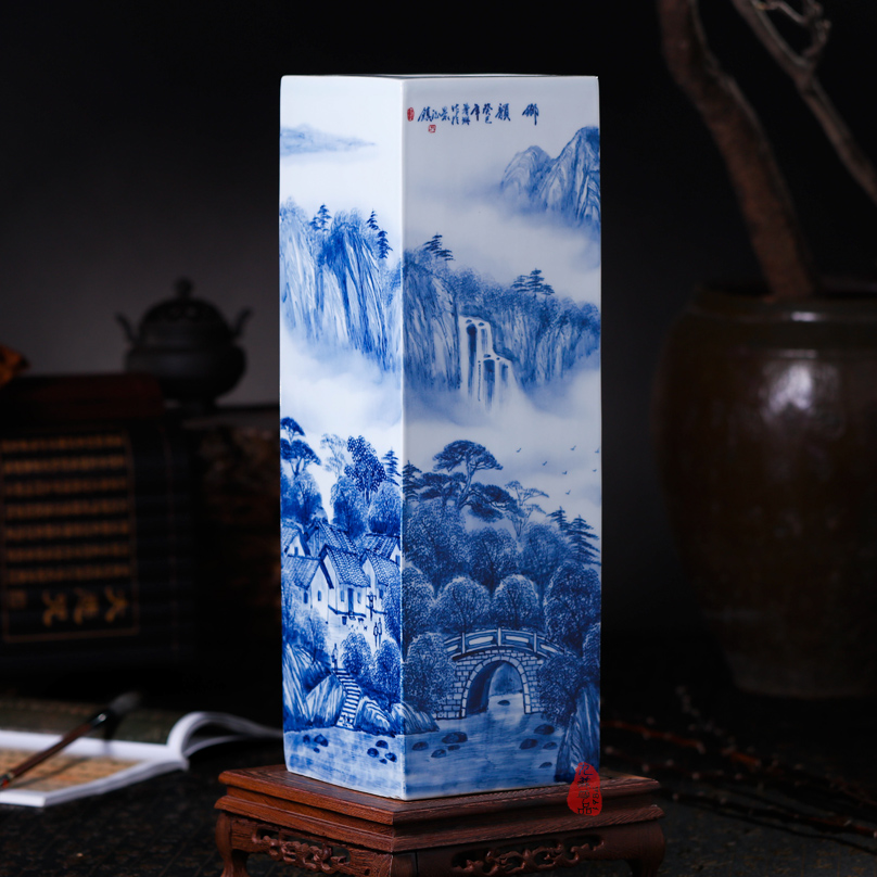 The Master of jingdezhen ceramics hand - made tungs of hometown square vase flower tube quiver sitting room place, the study of calligraphy and painting