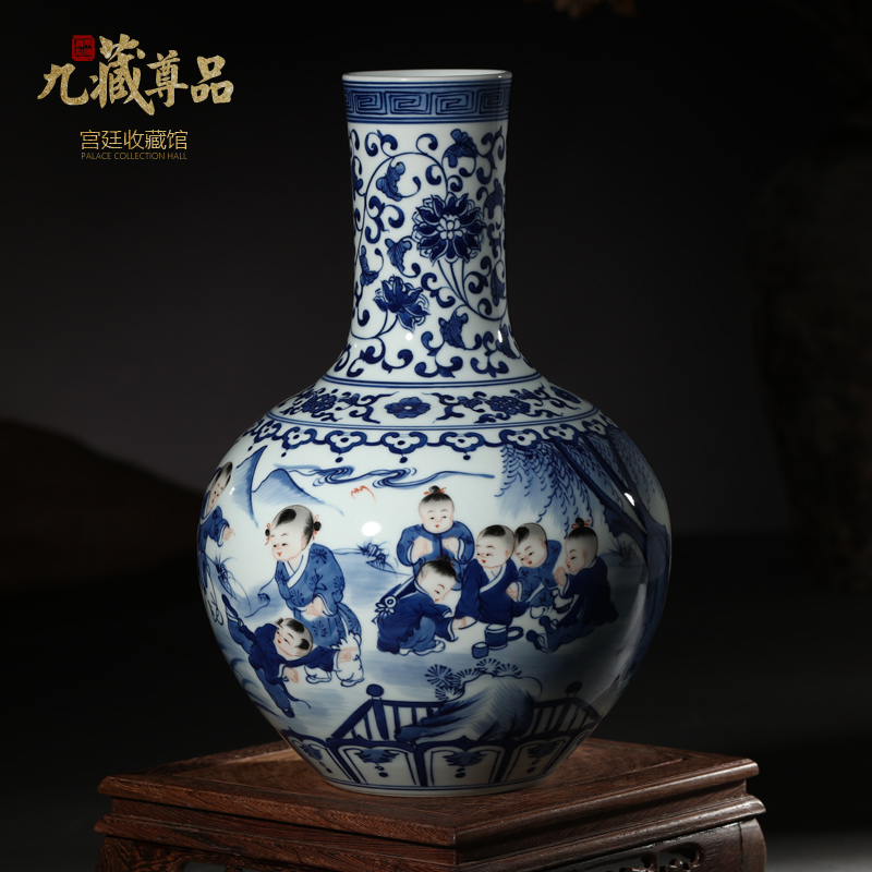 Archaize the qing qianlong hand - made porcelain of jingdezhen ceramics bucket color baby play figure tree decorations that occupy the home furnishing articles