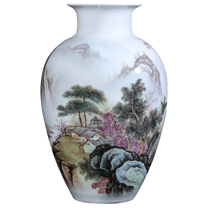Dong - Ming li hand - made pastel landscape vase of jingdezhen ceramics Chinese style living room TV cabinet porch is decorated furnishing articles