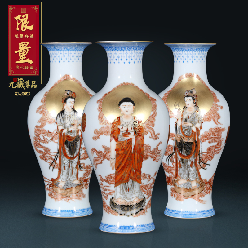 Imitation the qing qianlong pastel colored enamel of the principal amida Buddha shakyamuni Buddha guanyin porch place, a new one for the elderly porcelain