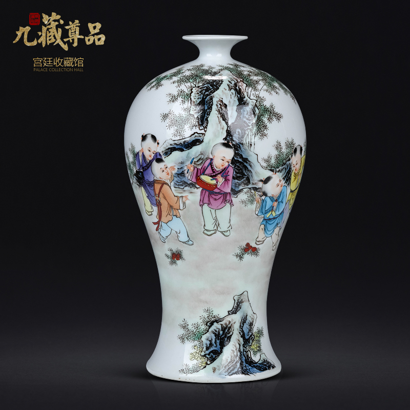 Dong - Ming li master hand draw the lad vase of jingdezhen ceramics Chinese style living room TV cabinet porch is decorated furnishing articles