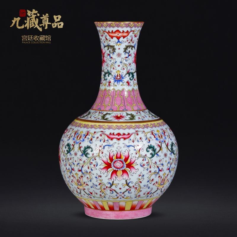 Jingdezhen ceramic antique the qing qianlong to hand pick a flower blue bottle of sitting room home decoration collection vases, furnishing articles