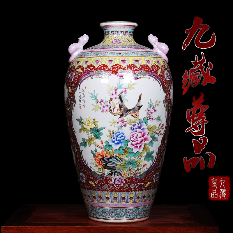 Jingdezhen ceramic plug-in is antique hand - made pay-per-tweet vase household enamel handicraft collection sitting room furnishing articles