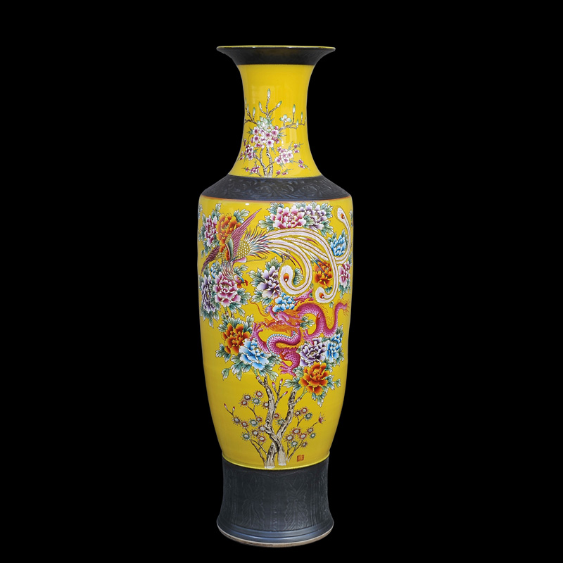 Jingdezhen ceramic vases, antique hand - made landing pastel yellow while the French vase furnishing articles