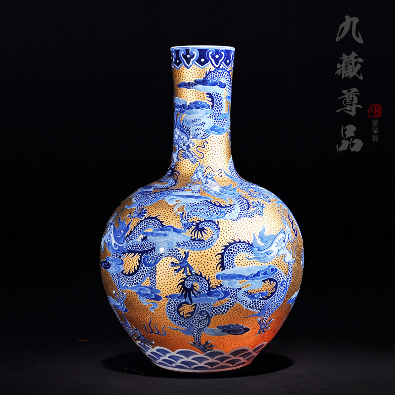 Jingdezhen ceramics antique hand - made with Jin Jiulong tree craft ornaments sitting room TV ark, furnishing articles