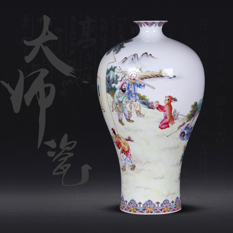 Jingdezhen ceramics twelve filial piety pastel hand - made vases mei bottles of furnishing articles flower arranging the modern home decoration decoration