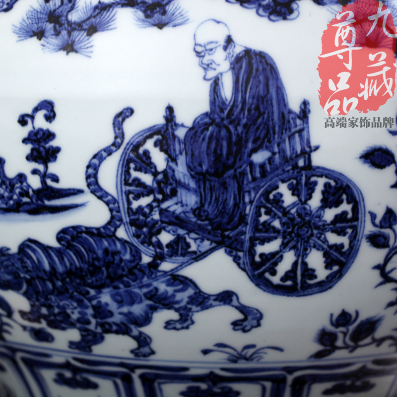 Jingdezhen blue and white antique ceramics guiguzi setting figure large pot vase home sitting room adornment is placed the process