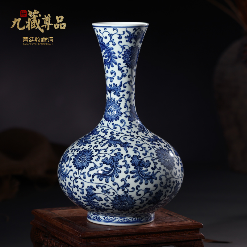 Jingdezhen ceramics hand - made vases furnishing articles of Chinese antique blue and white porcelain flower arrangement sitting room home wine accessories