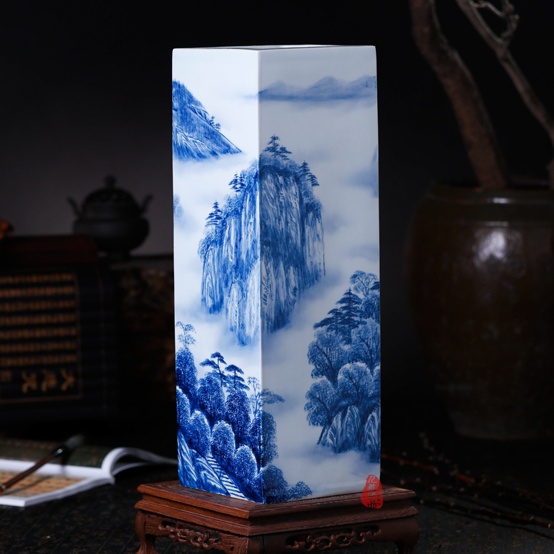 The Master of jingdezhen ceramics hand - made tungs of hometown square vase flower tube quiver sitting room place, the study of calligraphy and painting