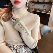 Knitted base shirt Women Spring and Autumn 2021 New style inside turtleneck sweater thick slim Joker black top