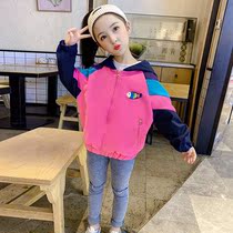 Girls coat Spring and Autumn 2022 new red fashionable childrens jacket in spring clothing