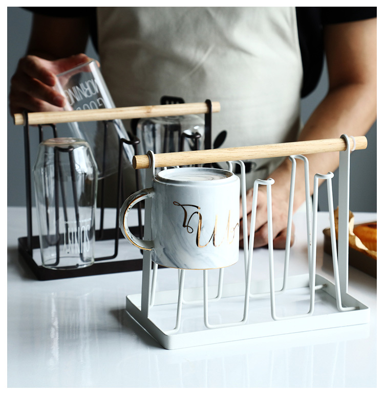 欧式创意沥水杯子架水杯架沥水架 铁艺马克杯咖啡杯杯置物架