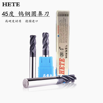 Germany HETE 45 degree Tungsten steel milling cutter CNC milling cutter Cemented carbide coated End milling cutter Tungsten steel round nose cutter