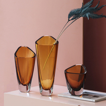 BX irregular vase living room flower arrangement decoration dry flower light luxury style transparent glass water room home decoration
