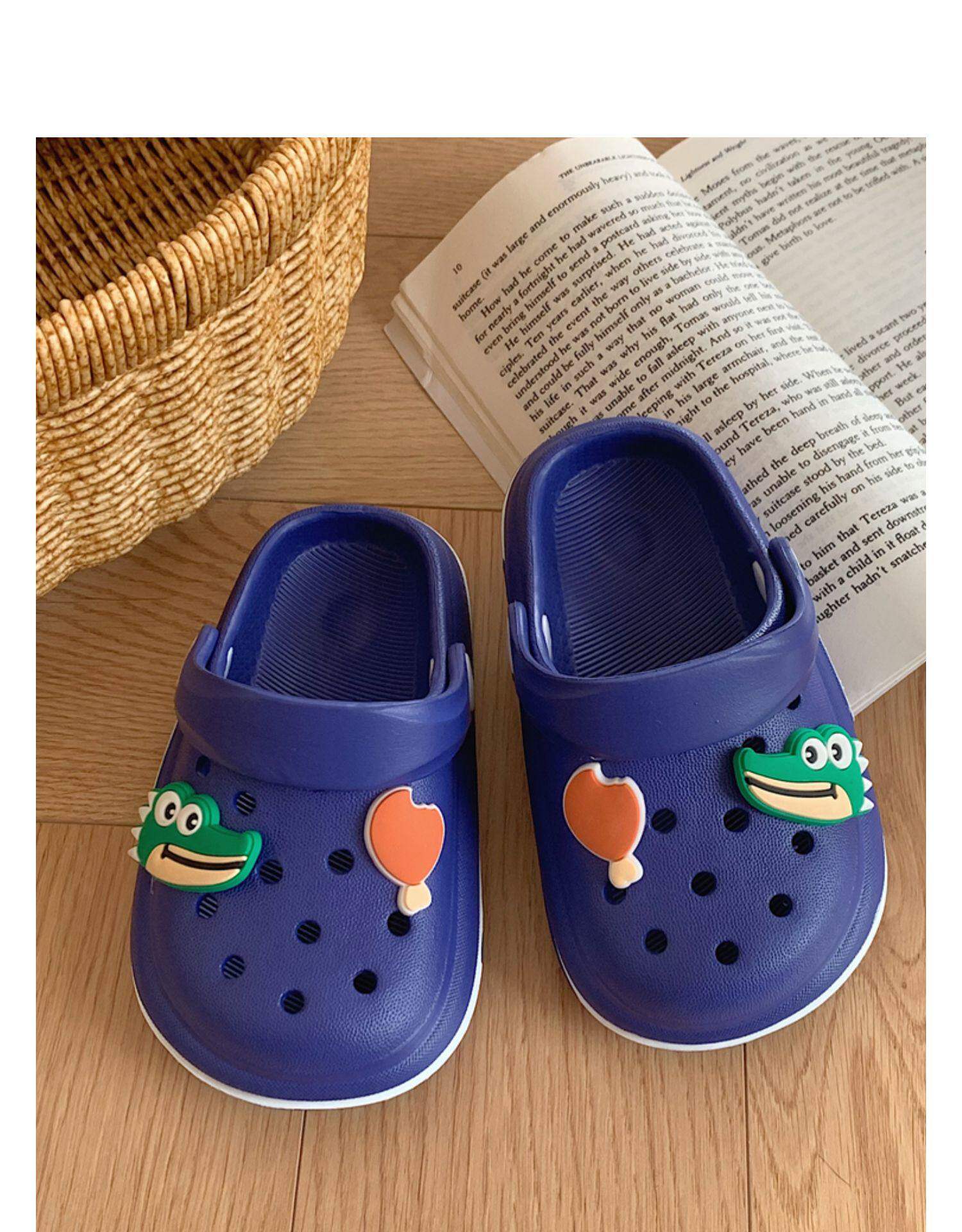 新款可爱网红鳄鱼中小童外穿包头洞洞鞋男女童防滑休闲儿童拖鞋夏