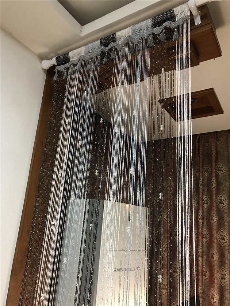 扁银丝珍珠线帘 风水帘珠子窗帘 门帘加密成品隔断玄关家饰