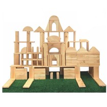 Childrens early education puzzle building assembly assembly wood imported Doujia fir toys 200 large solid building blocks