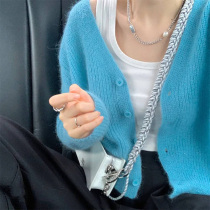 Small fragrant wind knitted sweater cardigan womens autumn and winter 2020 new solid color v-neck thin wild small man top