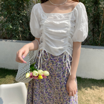 Love Rosewood square collar style Teenage Bubble Cuff Blouse Blouse Big Code Drape Shirt Design Sensation Summer 2022 Snow-spinning