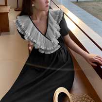 Love Rosaceae Big code net yarn Lotus Leaf Lace with dress Skirt Woman Summer style Balloon Skirt Long Style pop Herbenwind Little Black Dress