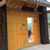 Old elm door Antique solid wood door Villa door rural courtyard door pine entry double door custom-made