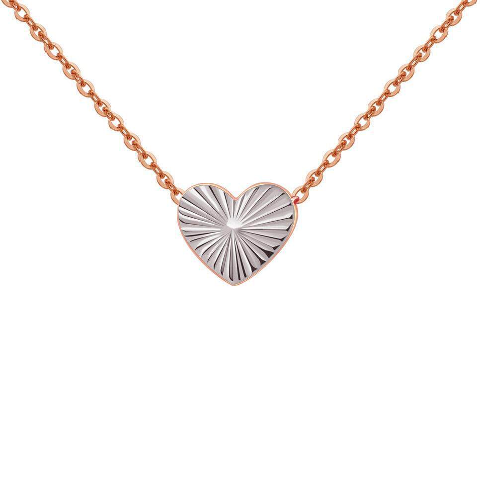 venti/梵迪红白18k金爱心吊坠项链 女 玫瑰金坠链