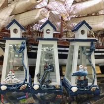 Mediterranean style wooden handicraft candle decoration creative romantic blue wind candlestick fitting gift