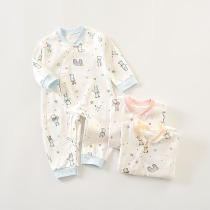 Multi-than rabbit baby one-piece clothes pure cotton partial open press button male and female baby khau spring autumn underwear for 3-24 months climbing