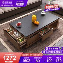 Fire stone coffee table TV cabinet multi-function storage simple living room combination marble tea table furniture