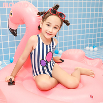 New childrens swimsuit Girls Striped balloon one-piece swimsuit Baby Spa Girls infant bathing suit