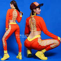 Nightclub jazz sexy hollow lace hip hop navel top bar stage singing female singer ds show suit