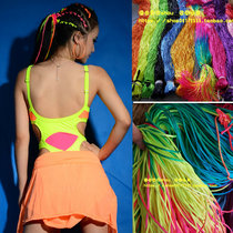 Hip-hop dance fluorescent color hair rope childrens jazz dance performance costume model colorful head rope stage table performance