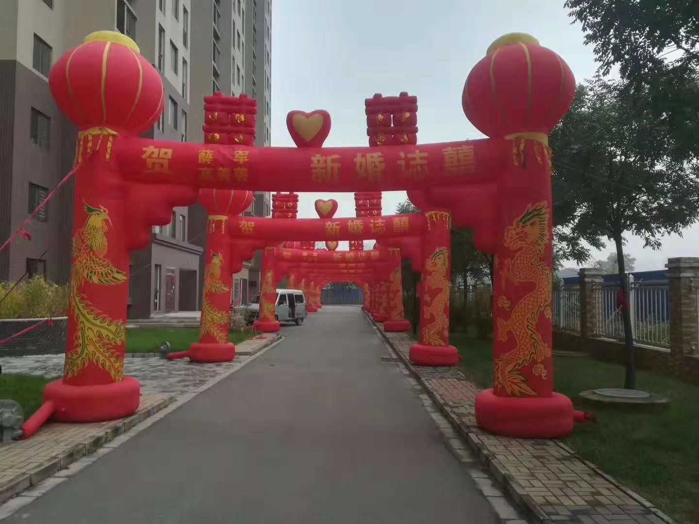 双龙充气拱门加厚8m10米龙凤婚庆开业广告庆典帐篷活动彩虹门