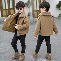 Korean boys' winter fleece jacket 2022 new fashionable thickened padded overalls children's cotton clothes western trendy