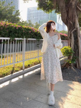 Harness one-piece dress in spring style with 2022 new loose big code micro-fat long sleeves casings for waist crumbs and snow-spun long skirts