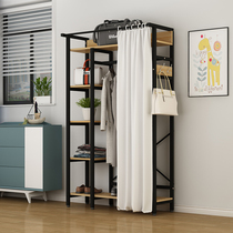 Modern minimalist household storage coat rack bedroom wrought iron simple floor opening creative hanger wardrobe bold