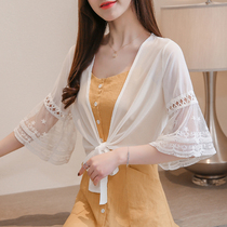 Shawl with suspender skirt short small coat women's summer chiffon sunscreen clothing small outside Joker cardigan thin tide