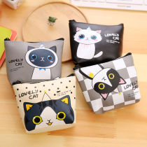 Hanprints Ins Cartoon Short Wallet Woman Cute Cat Zero Wallet Zipped Portable Leather Student Coin Bag