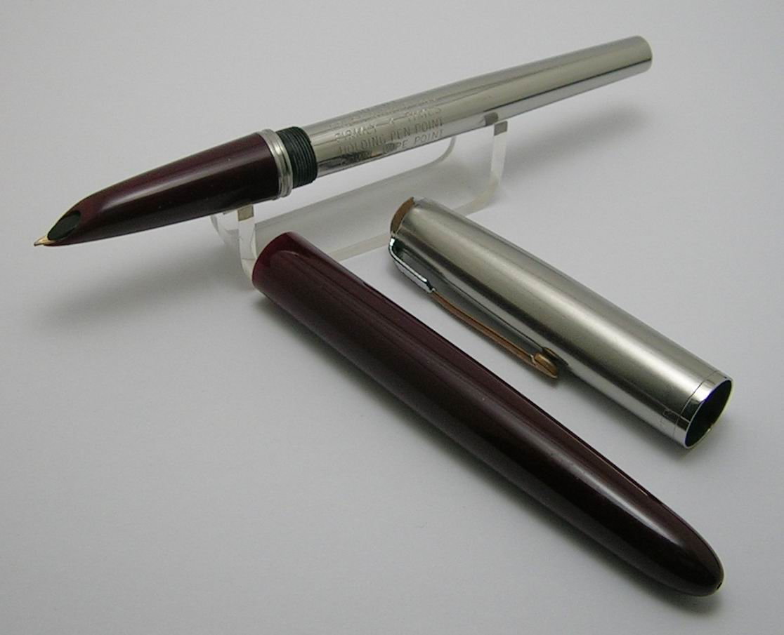 英国古董钢笔派克parker51金尖钢帽红色5688