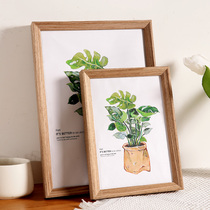 Retro wood grain photo frame hanging wall picture frame outer frame A3 four 4k open 8K mounted custom puzzle sketch frame 24 inch a4