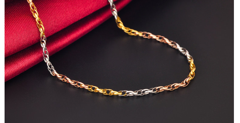 金悦美 18k金项链k金颈链 k白金素链空心双环扣男女彩金链子