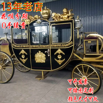 Royal carriage Wrought iron European-style wedding wedding tourism FRP resin sculpture horse Hotel square decoration