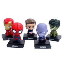 Q version of the Avengers 3 cartoon Spider-man to destroy the tyrant Iron Man shaking his head doll car ornaments car interior supplies