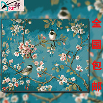 diy digital oil painting landscape pastoral landscape flower couple animation hand-painted decorative painting thick frame Magpie tree