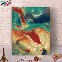 Digital oil painting diy cartoon animation filled color painting living room bedroom study decoration painting Big Fish Begonia