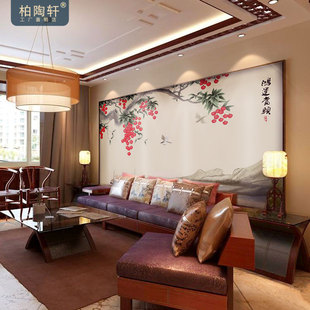 仿古砖 3d立体仿古砖雕刻内墙 鸿运当头 现代中式客厅沙发电视背景墙