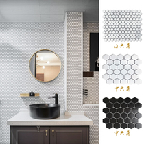 Also Ken hexagonal mosaic glass self-adhesive entrance background wall wall stickers swimming pool living room kitchen bathroom tiles